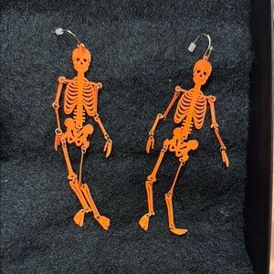 Orange Skeleton Earrings